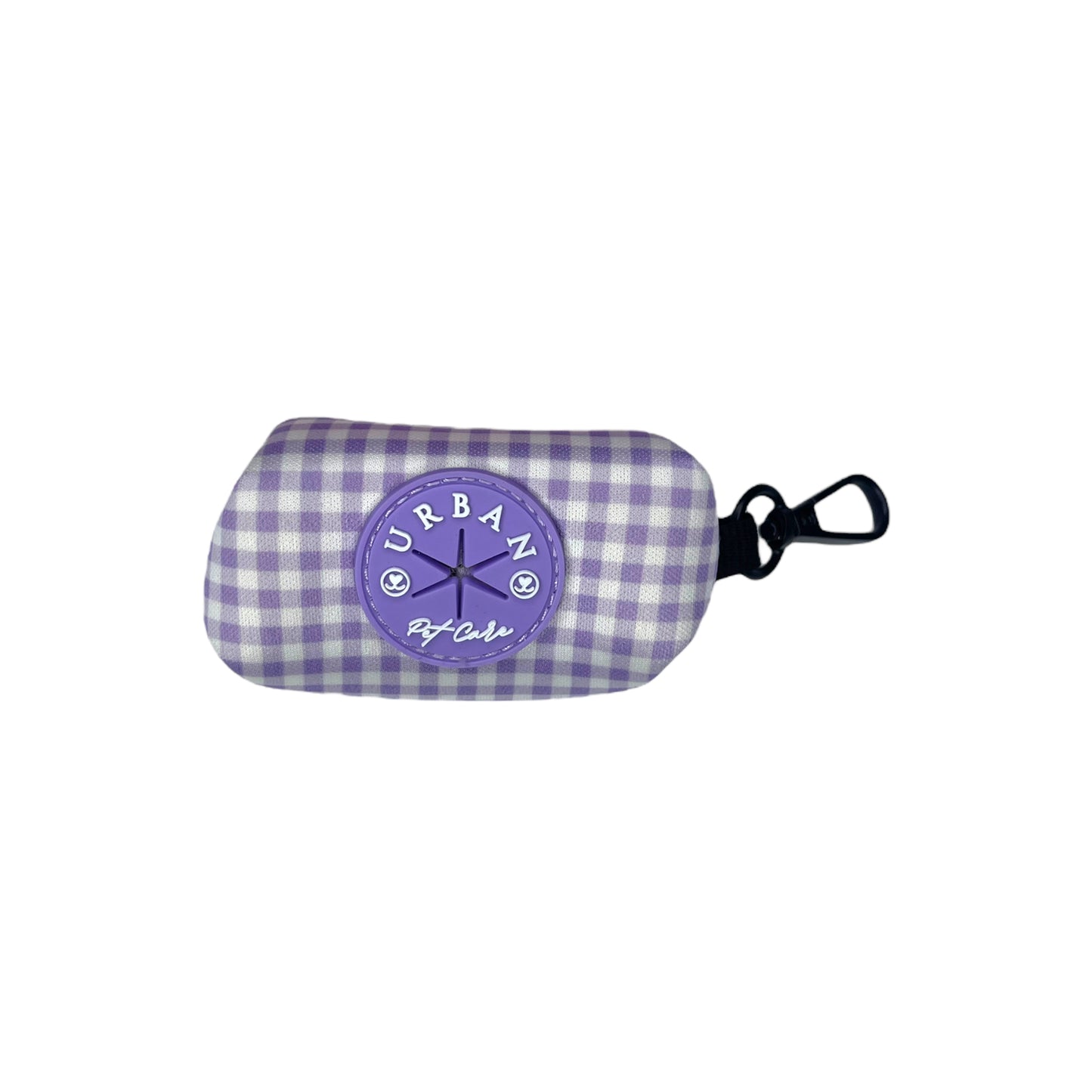 Poop Bag Holder - Lavender Lux Gingham Black Zip