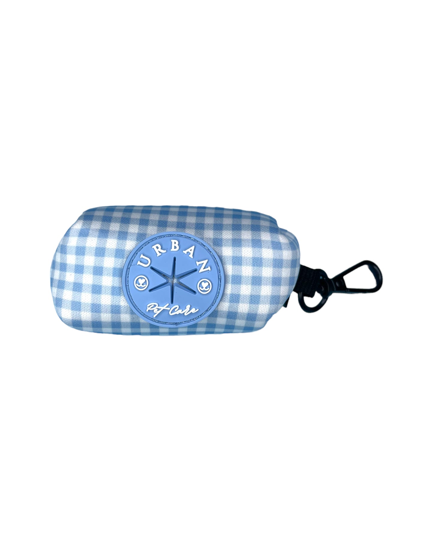 Poop Bag Holder - Blue Breeze Gingham Black Zip