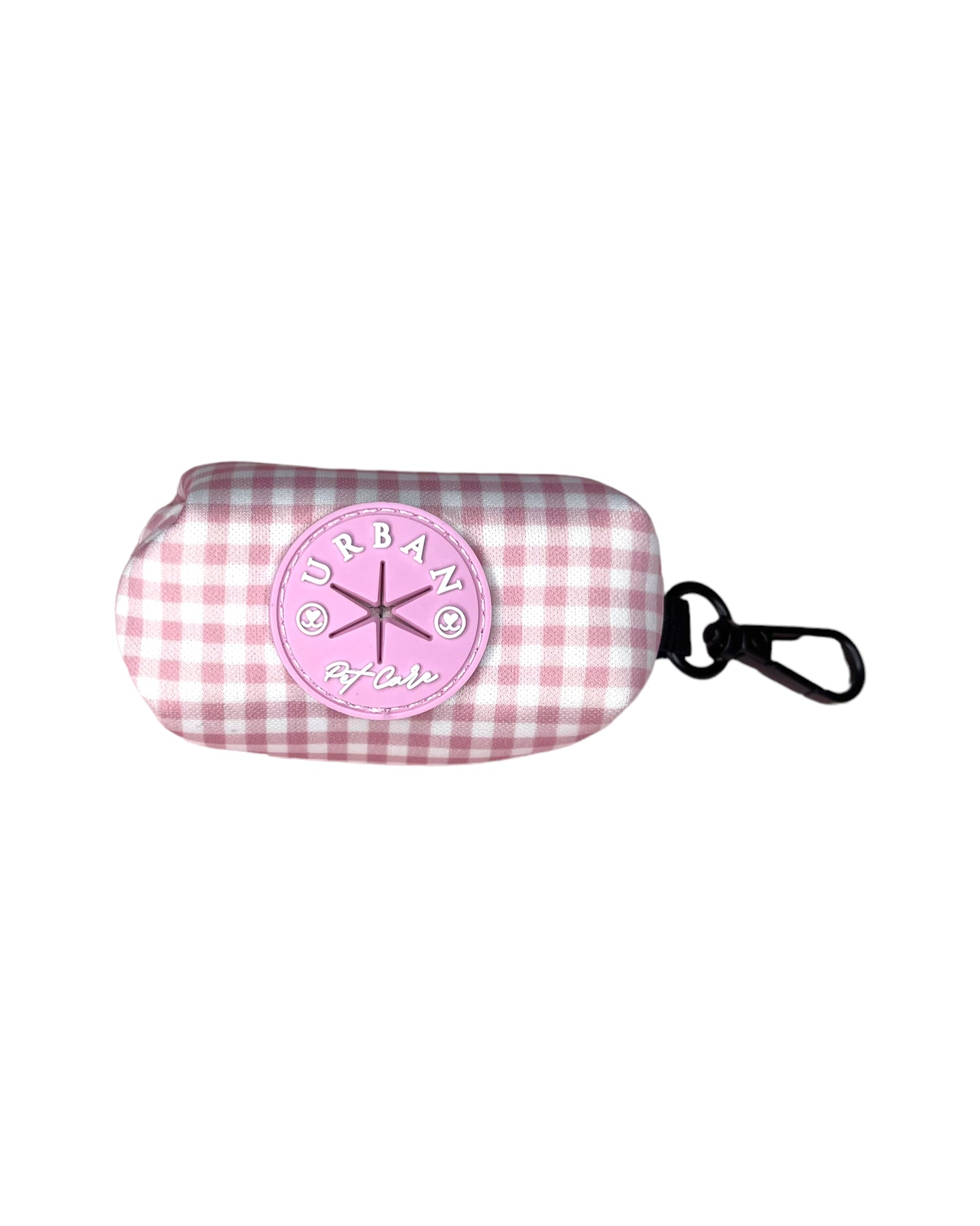 Poop Bag Holder - Blush Delight Gingham Black Zip